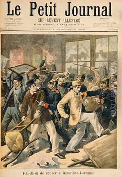 Rebellion of conscripts from Alsace Lorraine from Le Petit Journal 1st November 1896 Oil Painting - Fortune Louis Meaulle