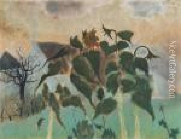 Sunflowers - Tournesols (1917) Oil Painting - Leon Spilliaert
