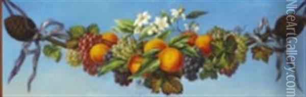Fruit Garland With Oranges And Grapes Oil Painting - Hermania Sigvardine Neergard