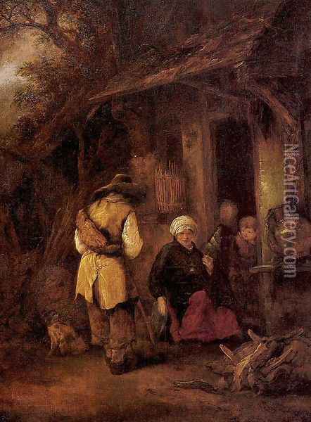 Rest by a Cottage 1648 Oil Painting - Isaack Jansz. van Ostade