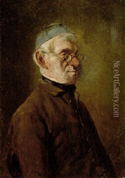 Portrat Eines Alten Mannes Mit Zwicker Und Kappe Oil Painting - Hugo Wilhelm Kauffmann