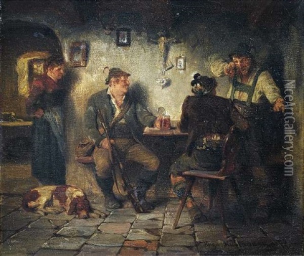 Jagerlatein In Der Wirtsstube Oil Painting - Hugo Wilhelm Kauffmann
