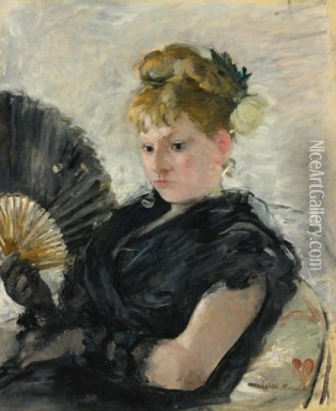Femme A L'eventail Oil Painting - Berthe Morisot
