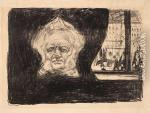 Henrik Ibsen Pa Grand Cafe Oil Painting - Edvard Munch