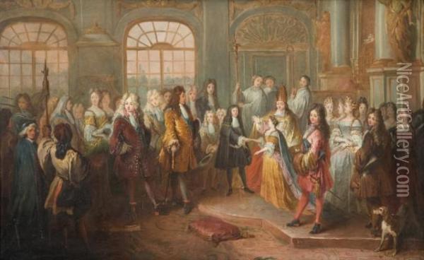 Le Mariage De Louis De France, Duc De Bourgogne Et Demarie-adelaide De Savoie Oil Painting - Antoine Dieu
