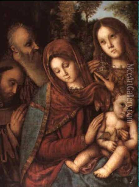 Madonna Col Bambino E Santi Oil Painting - Francesco Zaganelli