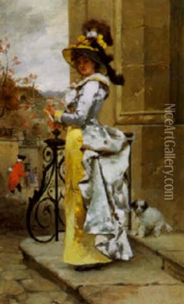 Setting Off For A Walk Oil Painting - Emile Auguste Pinchart