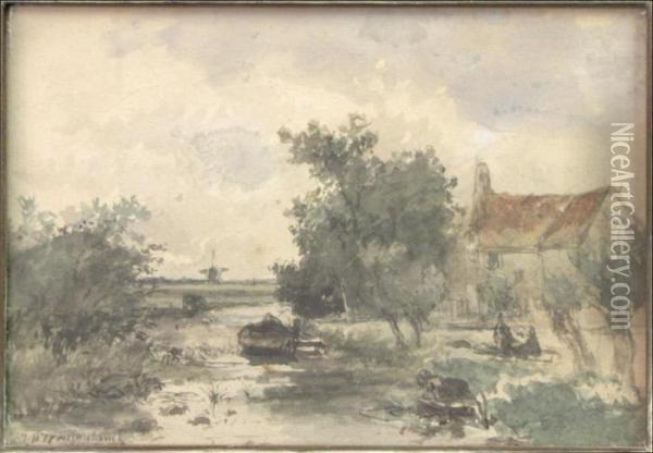 Dutch Landscape With Canal Oil Painting - Jan Hendrik Weissenbruch