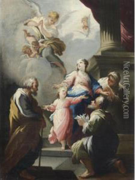 Sacra Famiglia Con Santi Oil Painting - Giovanni Camillo Sagrestani