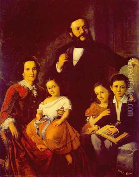 Portrait of a Family 1855 Oil Painting - Mor Than