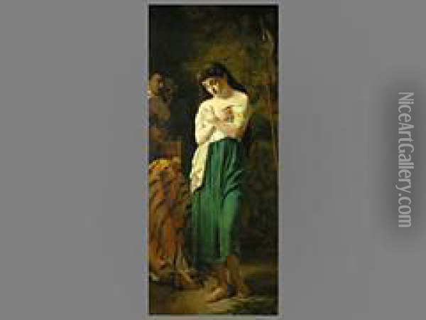 Frau Und Tigerfell Oil Painting - William A. Breakspeare