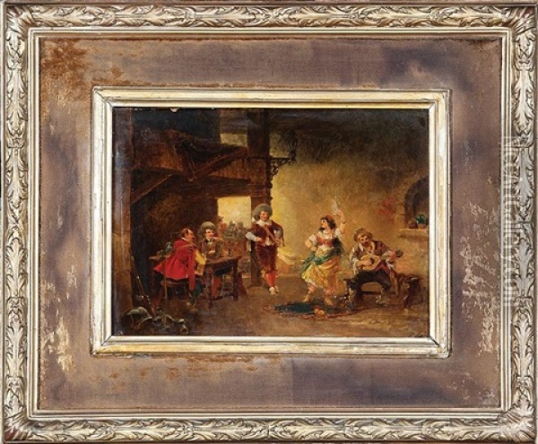 Cavaliers Dans Une Taverne (2 Works) Oil Painting - Paul Vogler