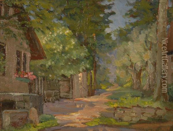 Village Scene Oil Painting - Harriette Bowdoin