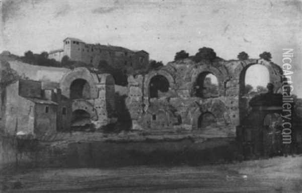 Ruinenlandschaft Mit Aquadukt Oil Painting - August Wilhelm Ferdinand Schirmer
