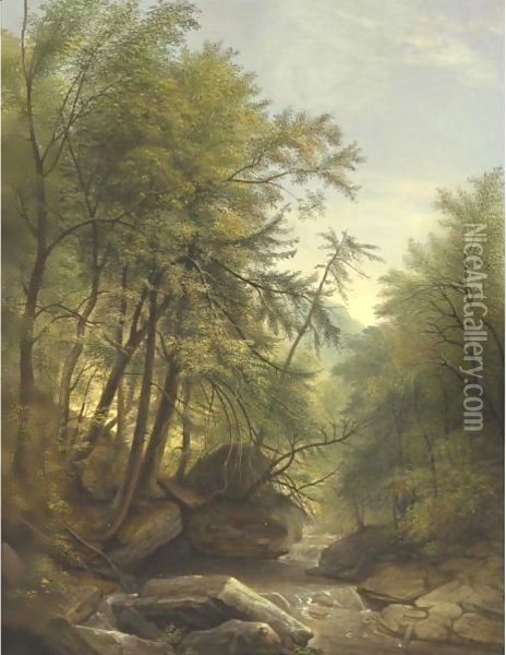 Landscape, After Durand (The Wissahickon) Oil Painting - Rembrandt Peale