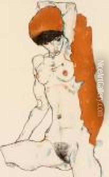 Untitled Oil Painting - Egon Schiele