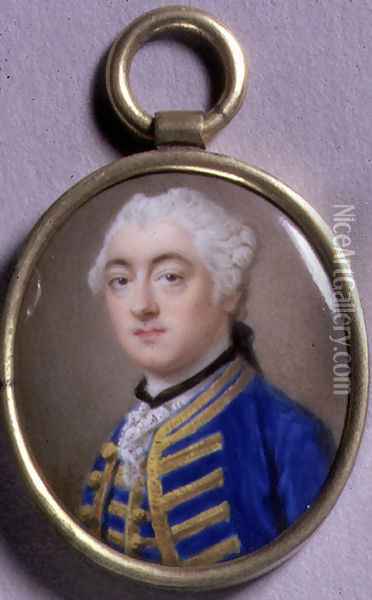 Portrait Miniature of a Man in Blue, 1756 Oil Painting - Gervase Spencer