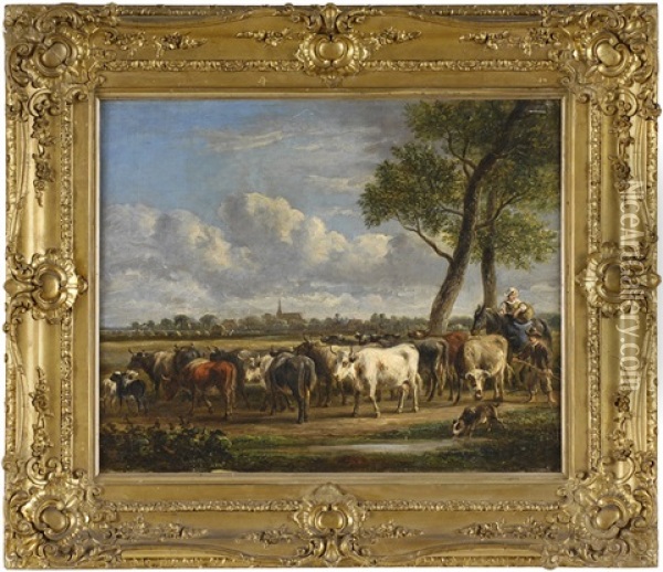 Heimtrieb Der Herde Oil Painting - Jan Van Ravenswaay