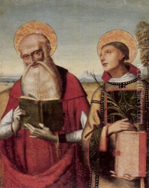 Die Heiligen Anthonius Und Stefanus Oil Painting - Domenico Panetti