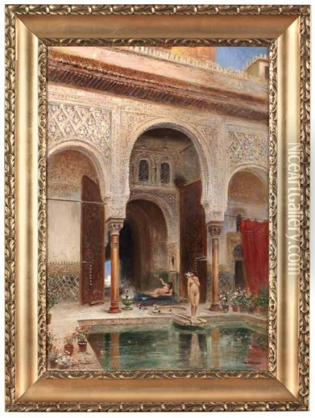 Badet I Alhambra Oil Painting - Frans Wilhelm Odelmark