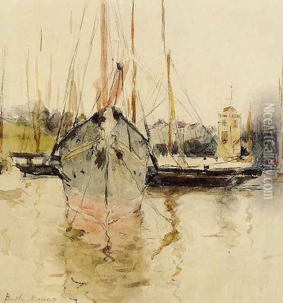 Boats Entry To The Medina In The Isle Of Wight Aka Pugad Baboy Oil Painting - Berthe Morisot