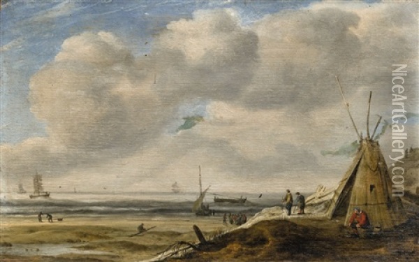 Coastal Landscape With A Tent Oil Painting - Hendrick Van Anthonissen