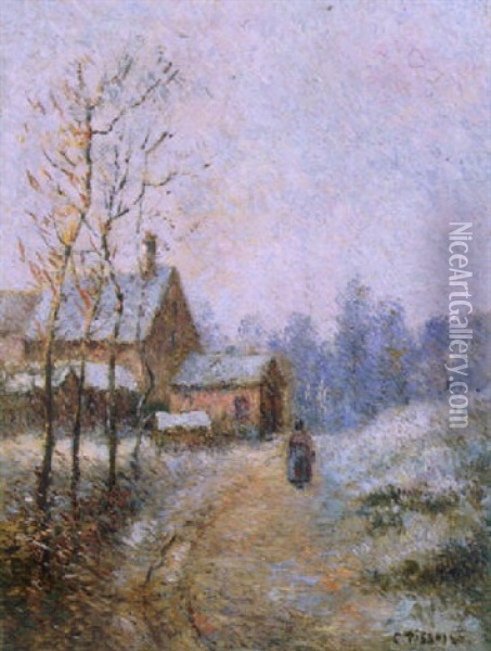 Rue De Village Animee Oil Painting - Lucien Pissarro