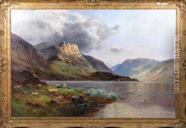 A Passing Storm, Wastwater Oil Painting - Alfred de Breanski