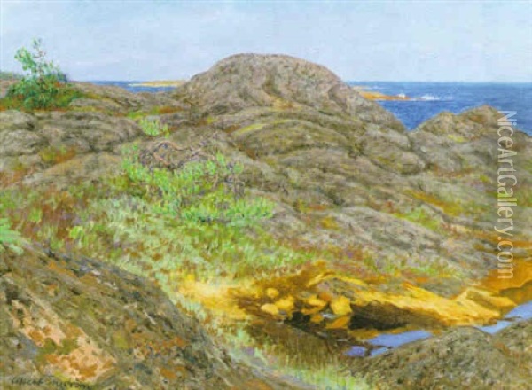 Kustlandskap Oil Painting - Albert Engstroem