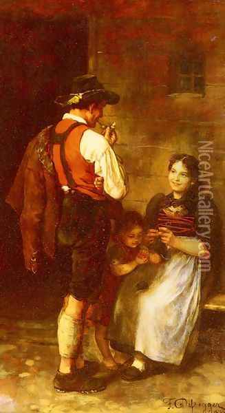 The Happy Family Oil Painting - Franz Von Defregger