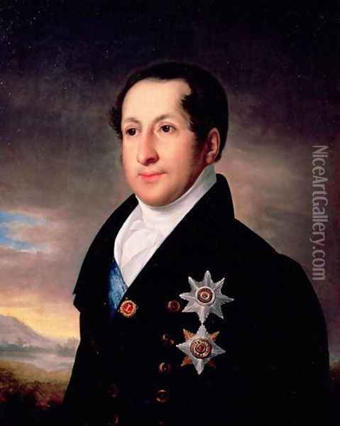 Portrait of Prince Sergej Golitsyn 1774-1859, post 1828 Oil Painting - Vasili Andreevich Tropinin