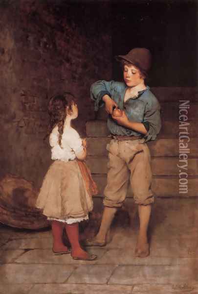 Zwei Kinder (Two Children) Oil Painting - Eugene de Blaas