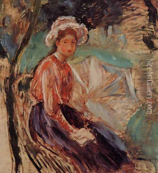 Young Girl With An Umbrella Oil Painting - Berthe Morisot