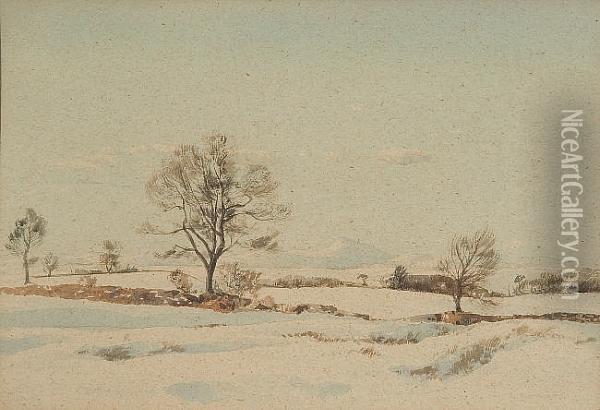 Scottish Highland Winter Landscape Oil Painting - John George Mathieson