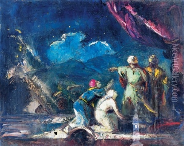 Stage Scene Oil Painting - Bela Ivanyi Gruenwald