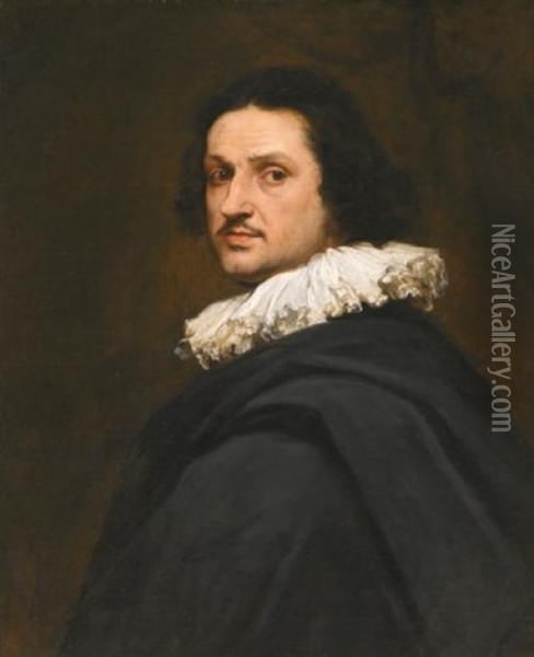 Portrait Of A Gentleman, Wearing A White Ruff Looking Over His Left Shoulder Oil Painting - Peeter Franchoys