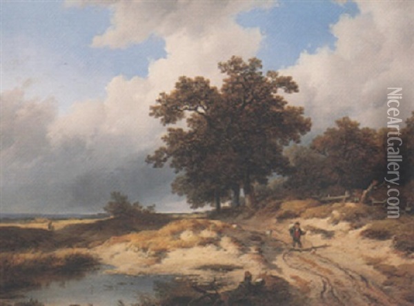 Wanderer In Landschaft Oil Painting - Remigius Adrianus van Haanen