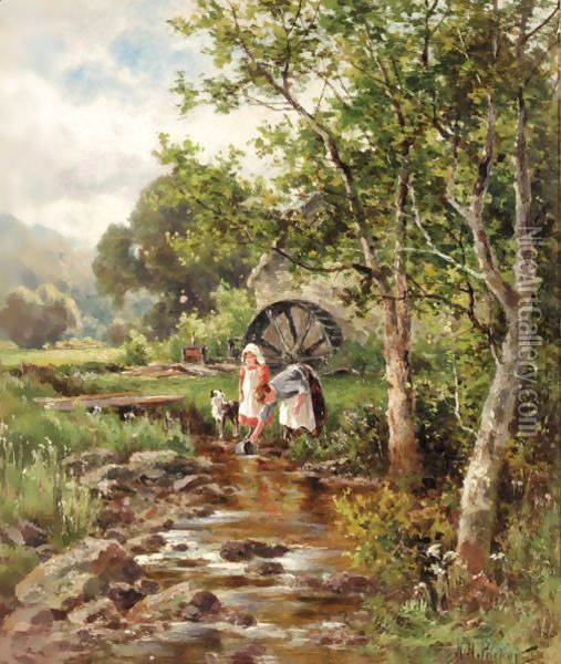 The Old Mill At Betws-Y-Coed Oil Painting - Henry Hillier Parker