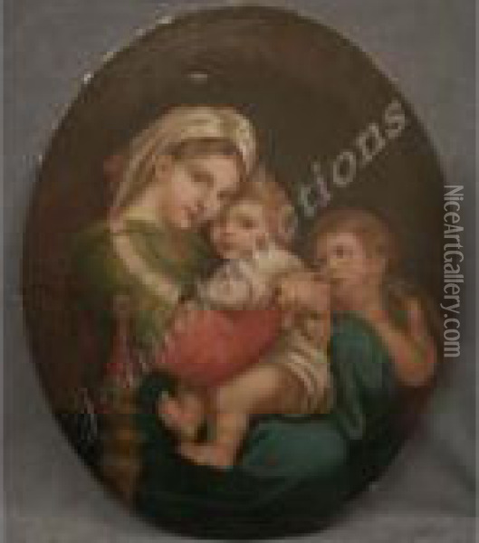 Madonna Of Thechair Oil Painting - Raphael (Raffaello Sanzio of Urbino)