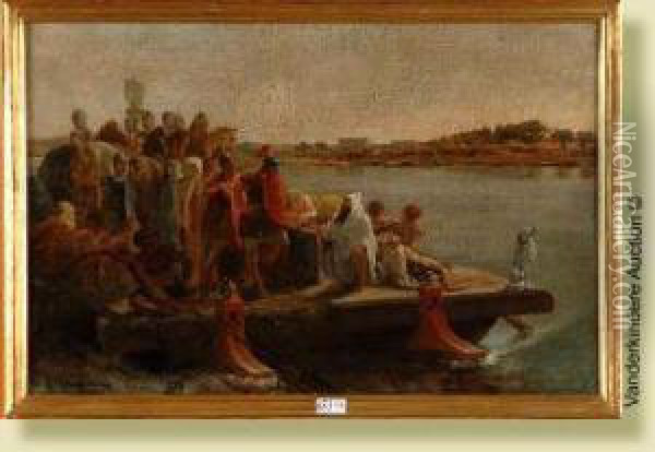 Les Legions Romaines Traversant Lenil Pres De Philaee Oil Painting - Antoine Van Hammee