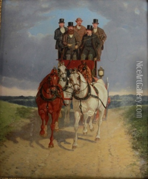 Carriage Scene Oil Painting - Benjamin Herring Jr.