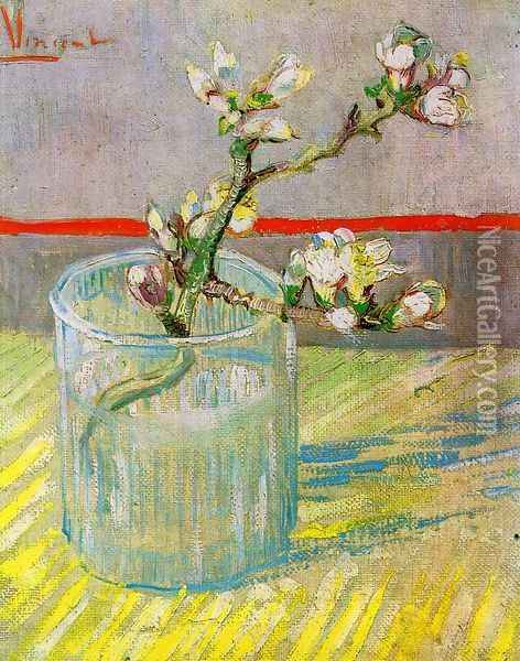 Blossoming Almond Branch in a Glass Oil Painting - Vincent Van Gogh