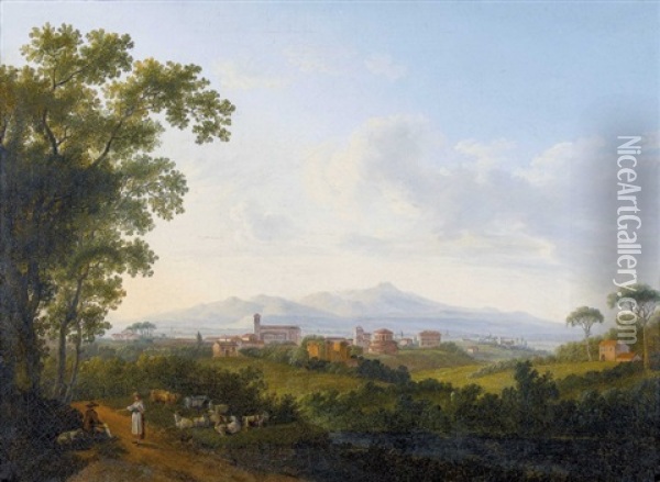 Landschaft Mit Motiven Von Rom Und Latium Oil Painting - Jacob Philipp Hackert