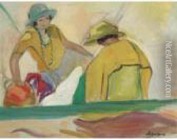 Deux Jeunes Filles Sur La Plage Oil Painting - Henri Lebasque