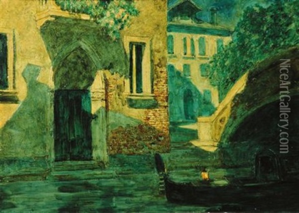 Gondola Sul Canal Grande A Venezia Oil Painting - Rodolfo Paoletti