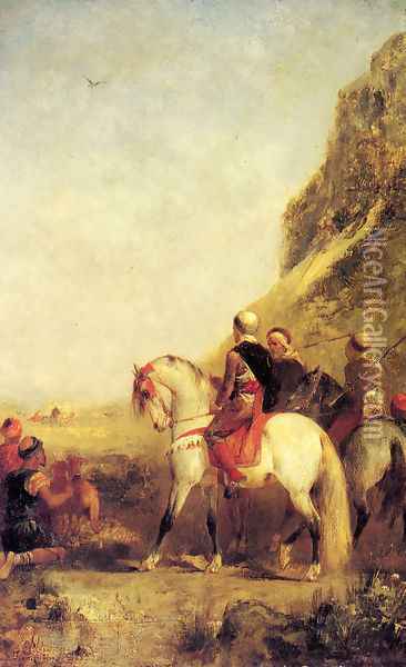 Arabs Hunting Oil Painting - Eugene Fromentin
