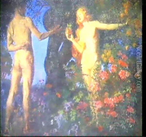 Die Versuchung Oil Painting - Julius Exter