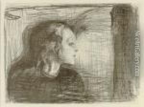 The Sick Child I (schiefler 59b; Woll 72) Oil Painting - Edvard Munch