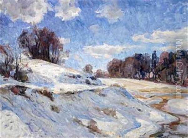 Vinter Pa Bygdoy Oil Painting - Thorolf Holmboe