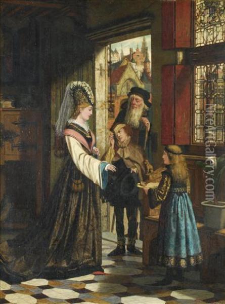 Beggars At The Door Oil Painting - Alphonse Neumans Of Scarborough